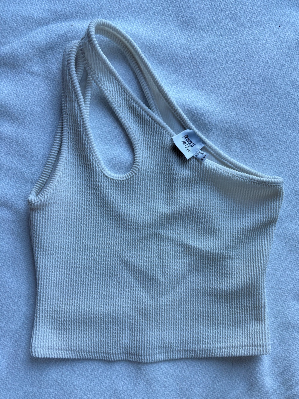 Princess Polly Cream Ribbed One-Shoulder Tank Top